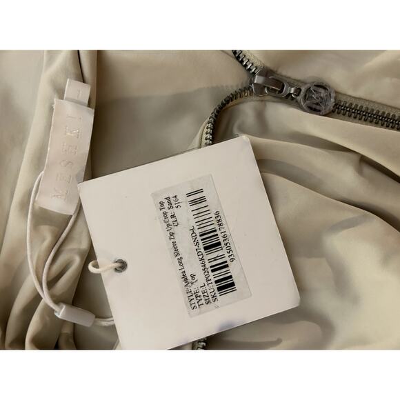 Meshki Ashlea Long Sleeve Zip Up Crop Top Sand Size Large - Picture 5 of 7